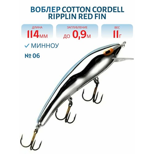 Воблер COTTON CORDELL Ripplin Red Fin C85, цвет 06