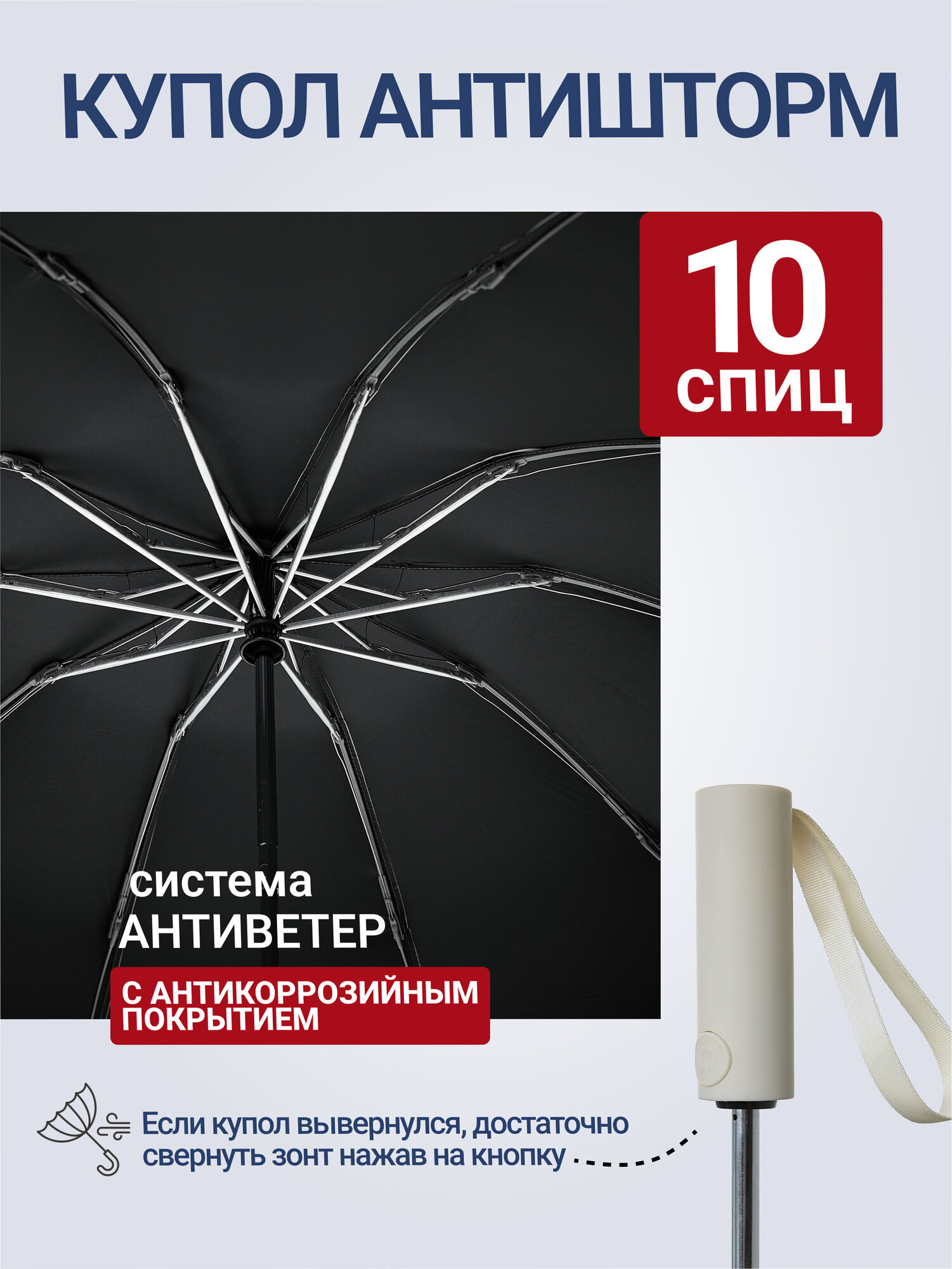 Смарт-зонт RAINDROPS, grey — фото 1