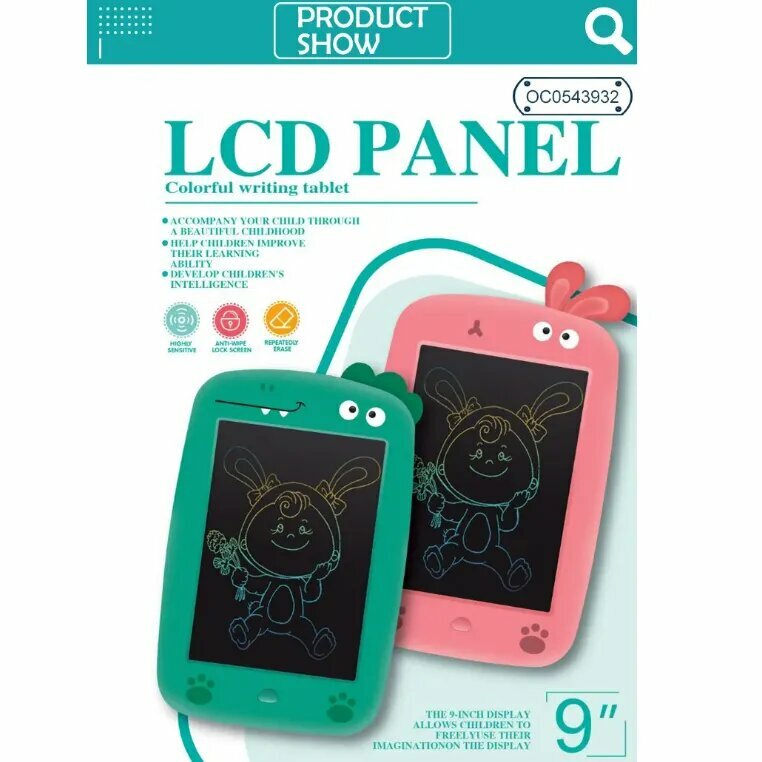 Таблетка для описания, электронная, для детей от 3 лет, LCD, 9 дюймов, голубая