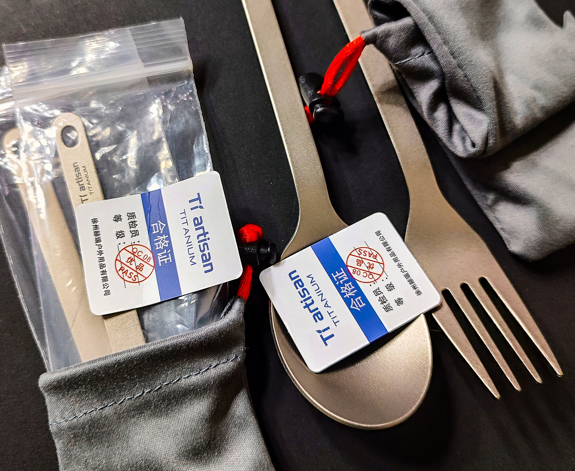 Приборы походные Ti Artisan, титановая туристическая ложка вилка, карабин