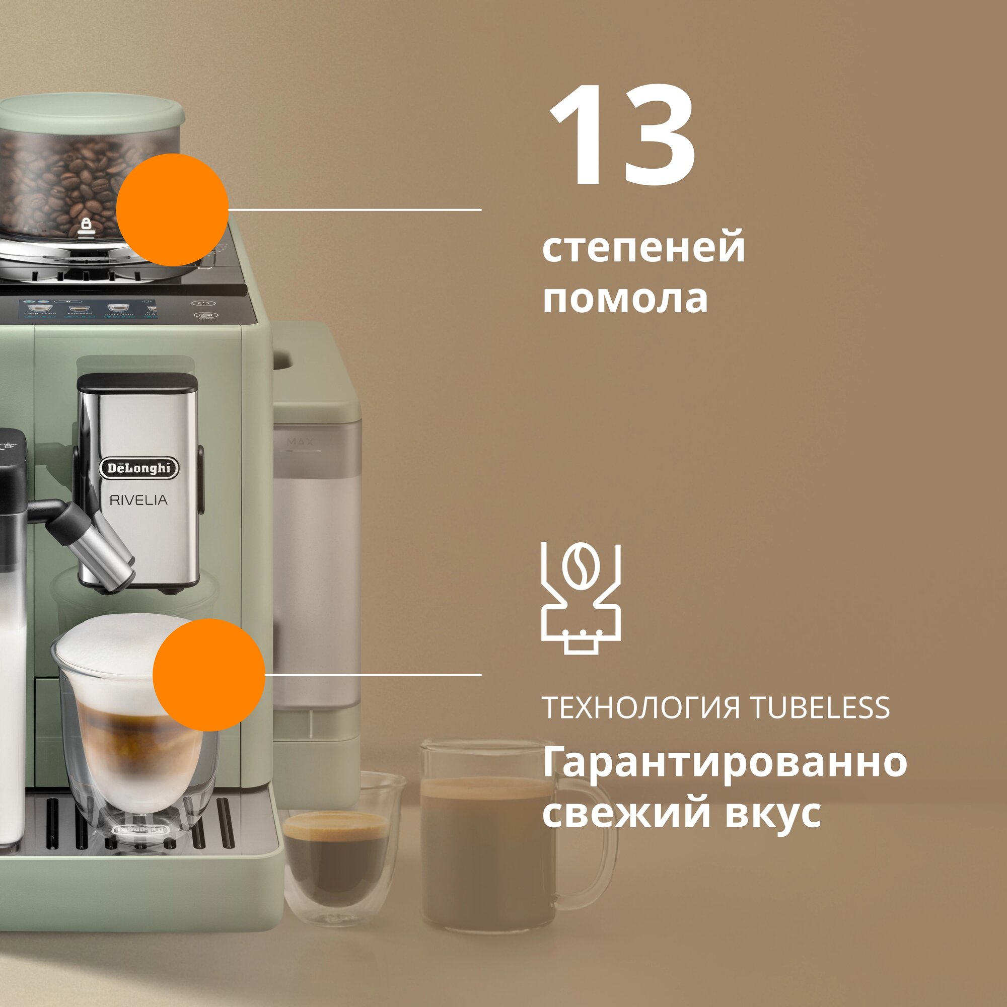 Автоматическая кофемашина DeLonghi EXAM441.55. GR Rivelia Зеленый — фото 12