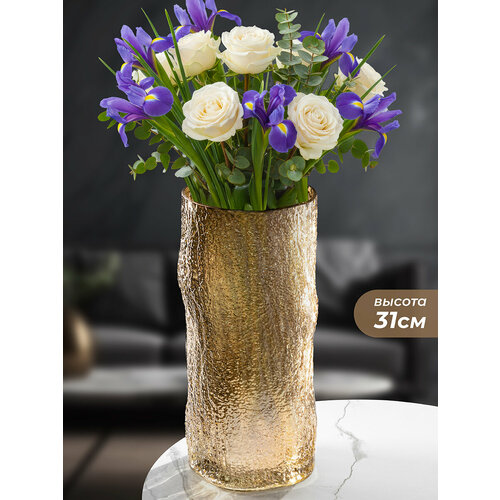 фото Ваза 14х14х31,5 см, elan gallery, коричневая, стекло