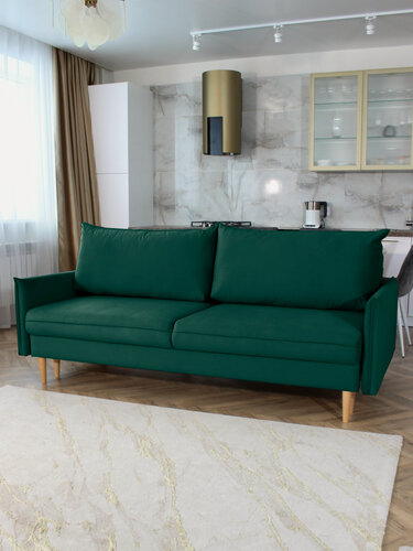 Изображение товара Диван-кровать Фьорд зеленый, механизм Тик-так, 212х96х80 см, Спальное место 147х198 см