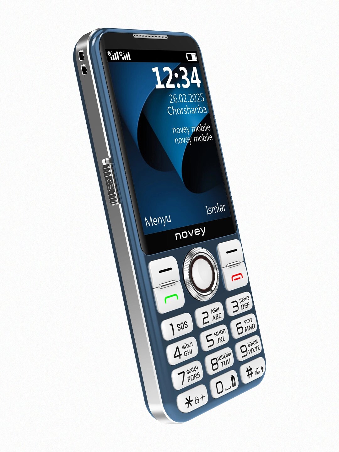 Кнопочный телефон Novey P100 2-SIM карты,1-SD Card синий без камеры