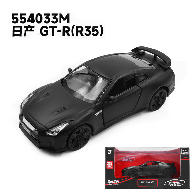 Алюминиевая матовая черная модель Nissan GT-R в масштабе 1:18 для коллекционеров