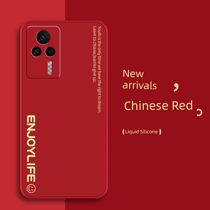 Силиконовый защитный чехол Redmi K60 с полным покрытием, китайский красный с аксессуарами