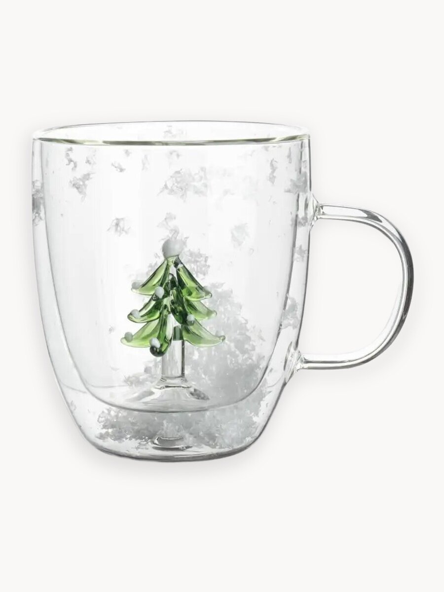 Кружка, 390 мл, стекло Б, Елка, Wind-decor