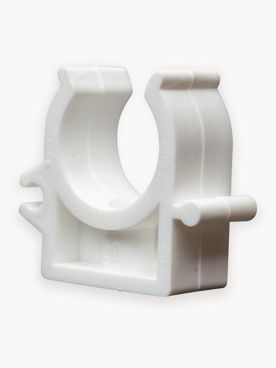 Опора (клипса) с боковым фиксатором полипропиленовая для крепления труб 20 мм СТМ пласт набор 2 шт.