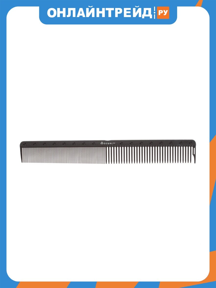 Расческа рабочая Dewal Professional DEWAL CARBON black комбинированная, черная 22 см