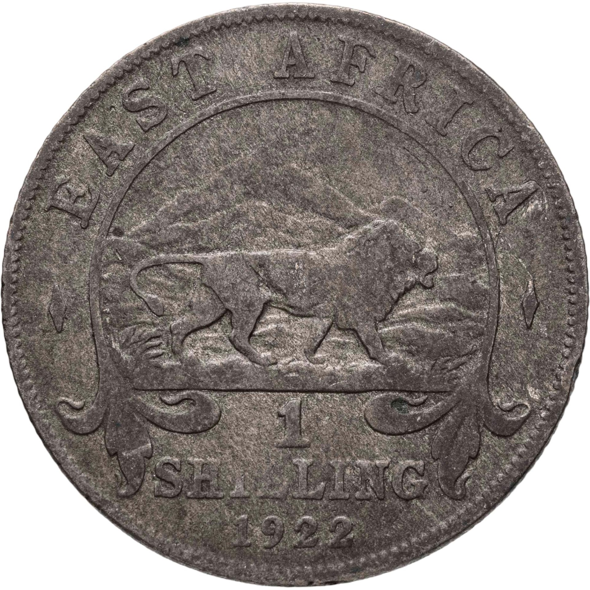 Британская Восточная Африка 1 шиллинг shilling 1922, Серебро 250, в сохранности F