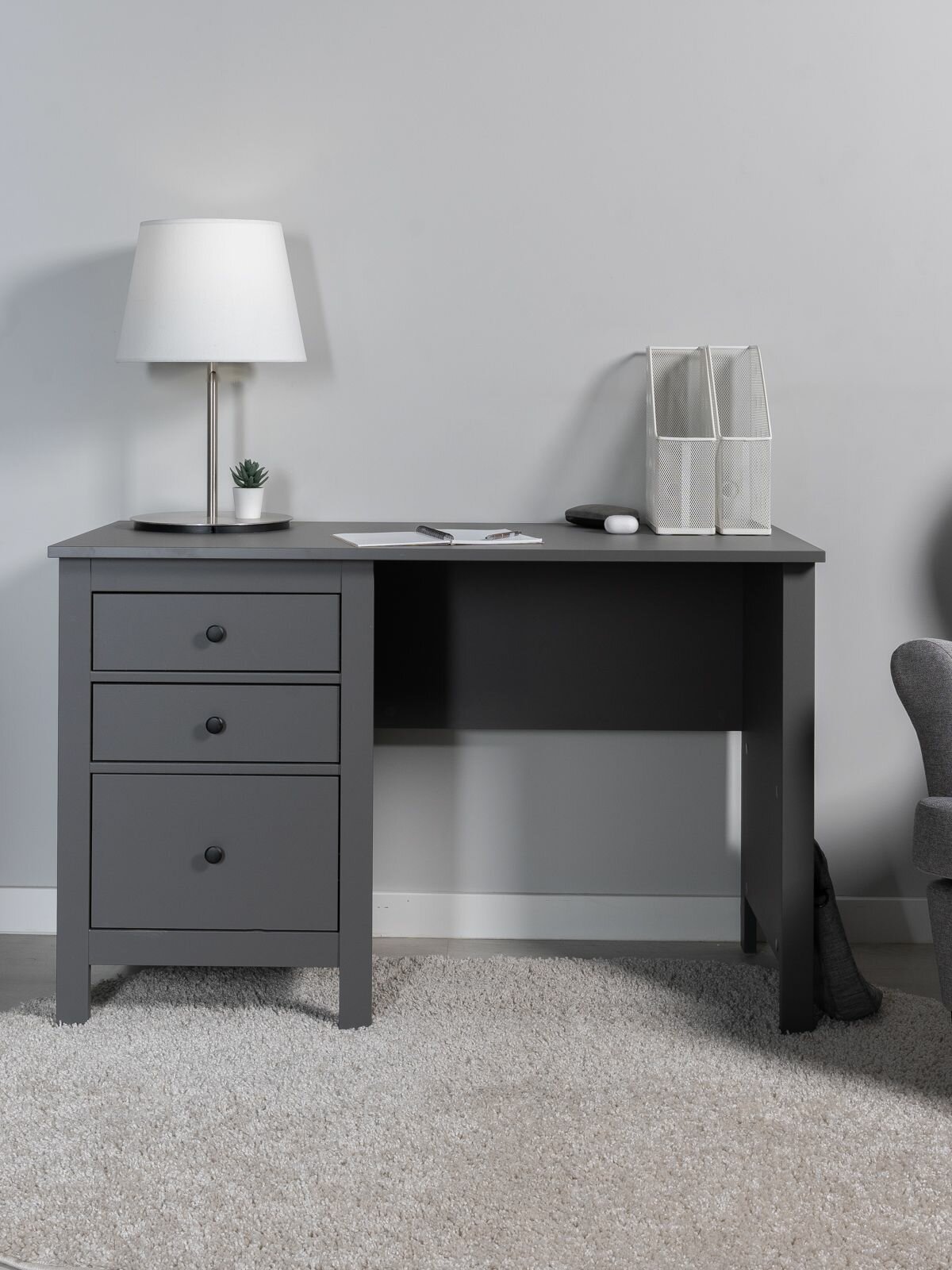 Письменный стол ГУД лакк Сага 120 х 56 х 77 серый МДФ ЛДСП