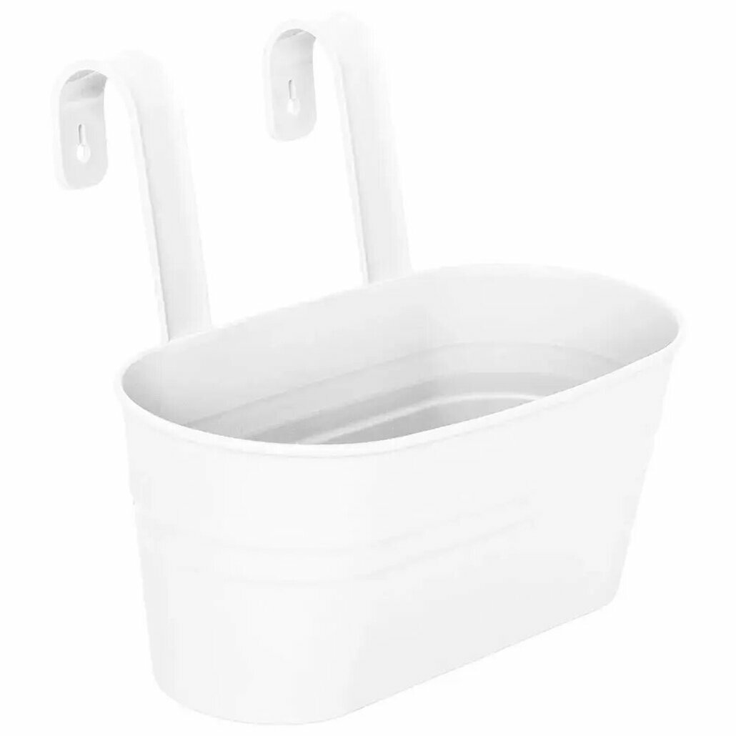 Кашпо-ведро настенное белое пластик 30х25см с креплением для стен