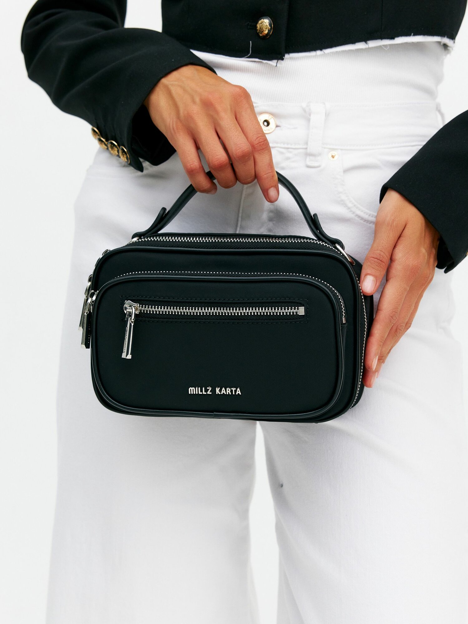 Сумка кросс-боди MILLZ KARTA, фактура гладкая, бархатистая, черный