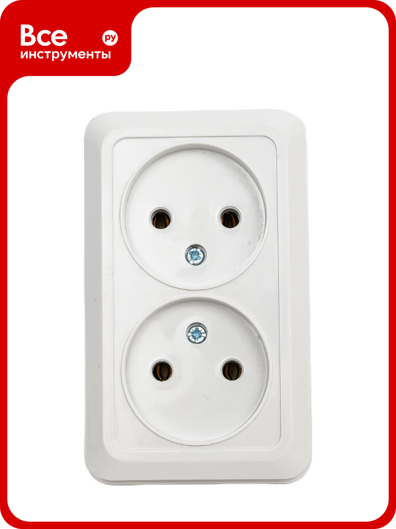 Двойная розетка IN HOME BOLLETO белая накладная 7102 4680005959822