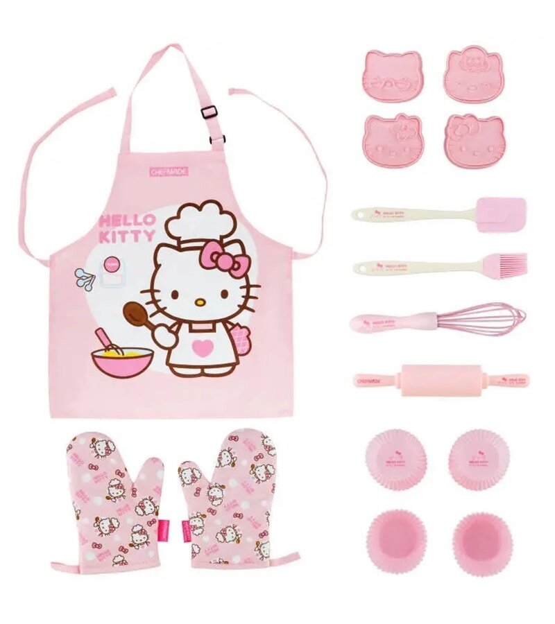Hello Kitty детский набор из формочек для выпечки, фартука, перчаток, розового цвета Набор из 15 предметов — фото 1