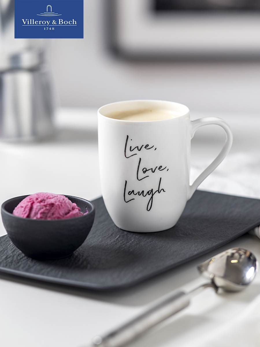 Кружка для чая и кофе 340 мл, Live, Love, Laugh/Живи, Люби, Смейся, Statement, Villeroy & Boch, Премиум-Фарфор