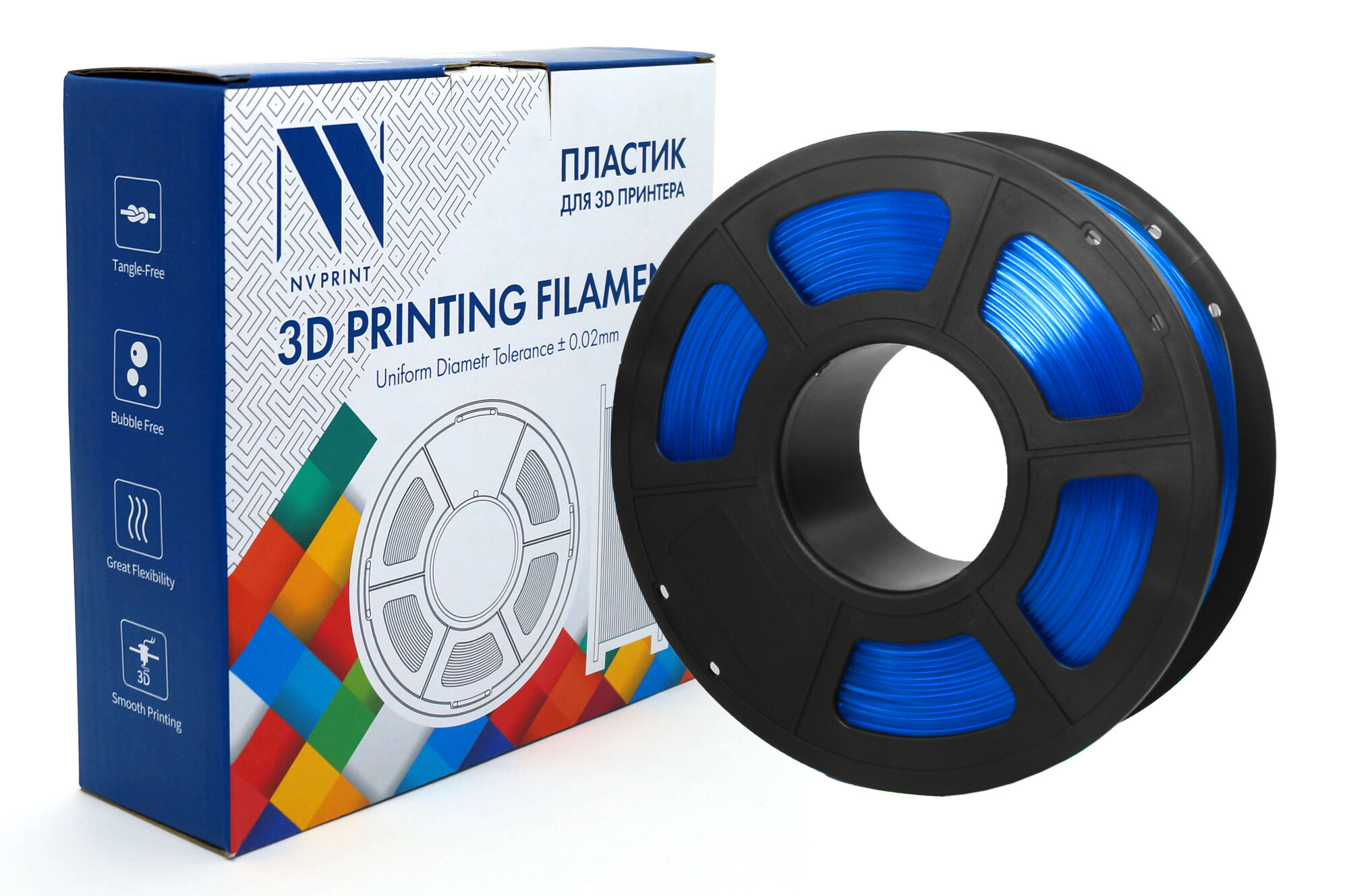 Филамент NV-3D-PETG-CLEAR-BLUE для 3D печати