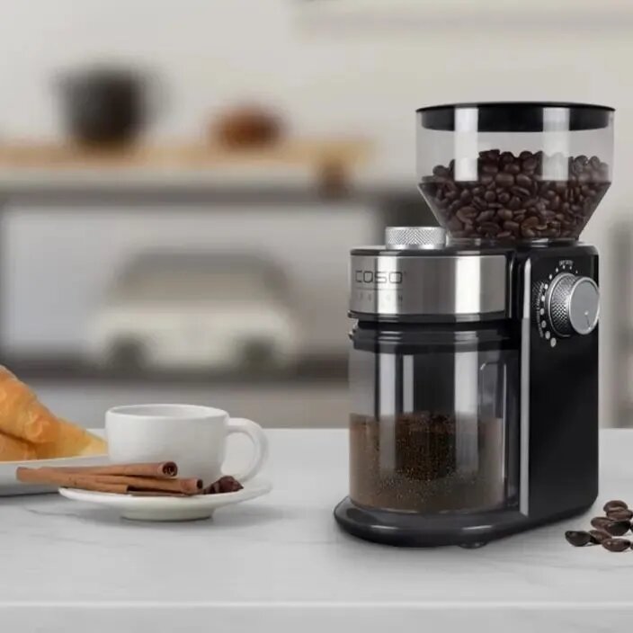 Кофемолка Caso Barista Crema, 150 Вт, 18 степеней помола, черный/металлик — фото 1