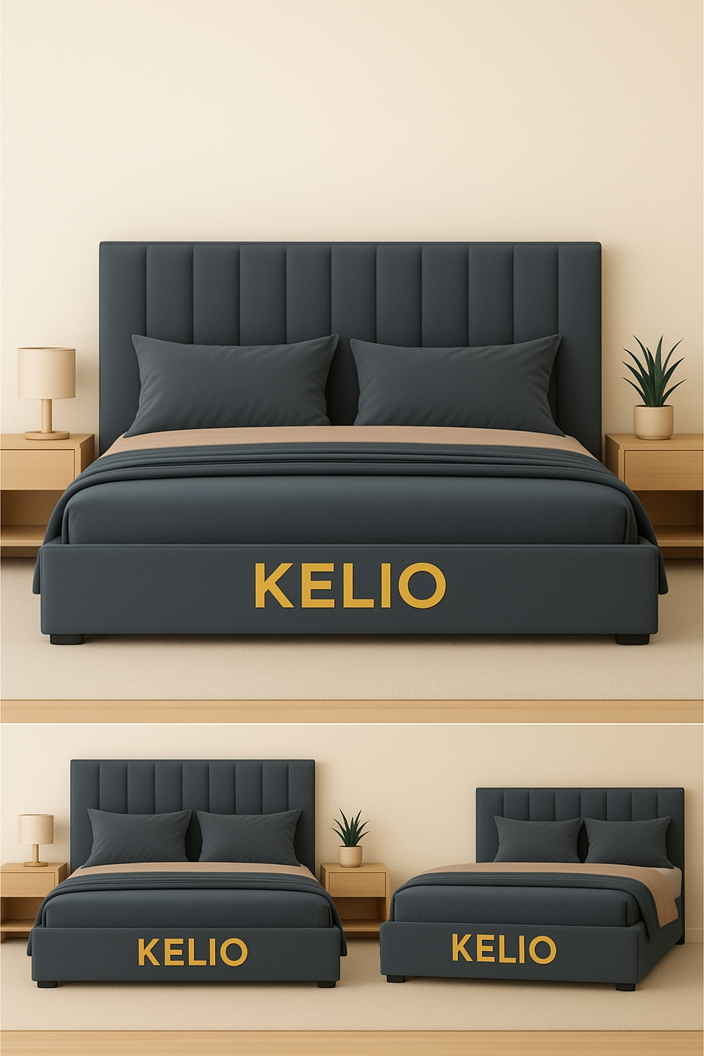 Кровать двуспальная 180х200 ортопедическая, с подъемным механизмом Lorena, темно-серый