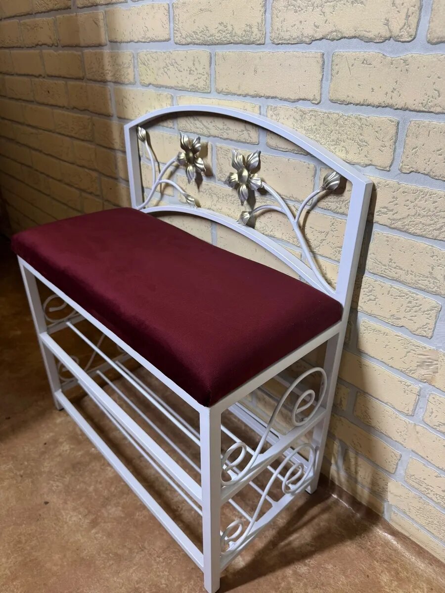 Кованая банкетка №04, Студия кованой мебели Нива, цвет бордовый — фото 1