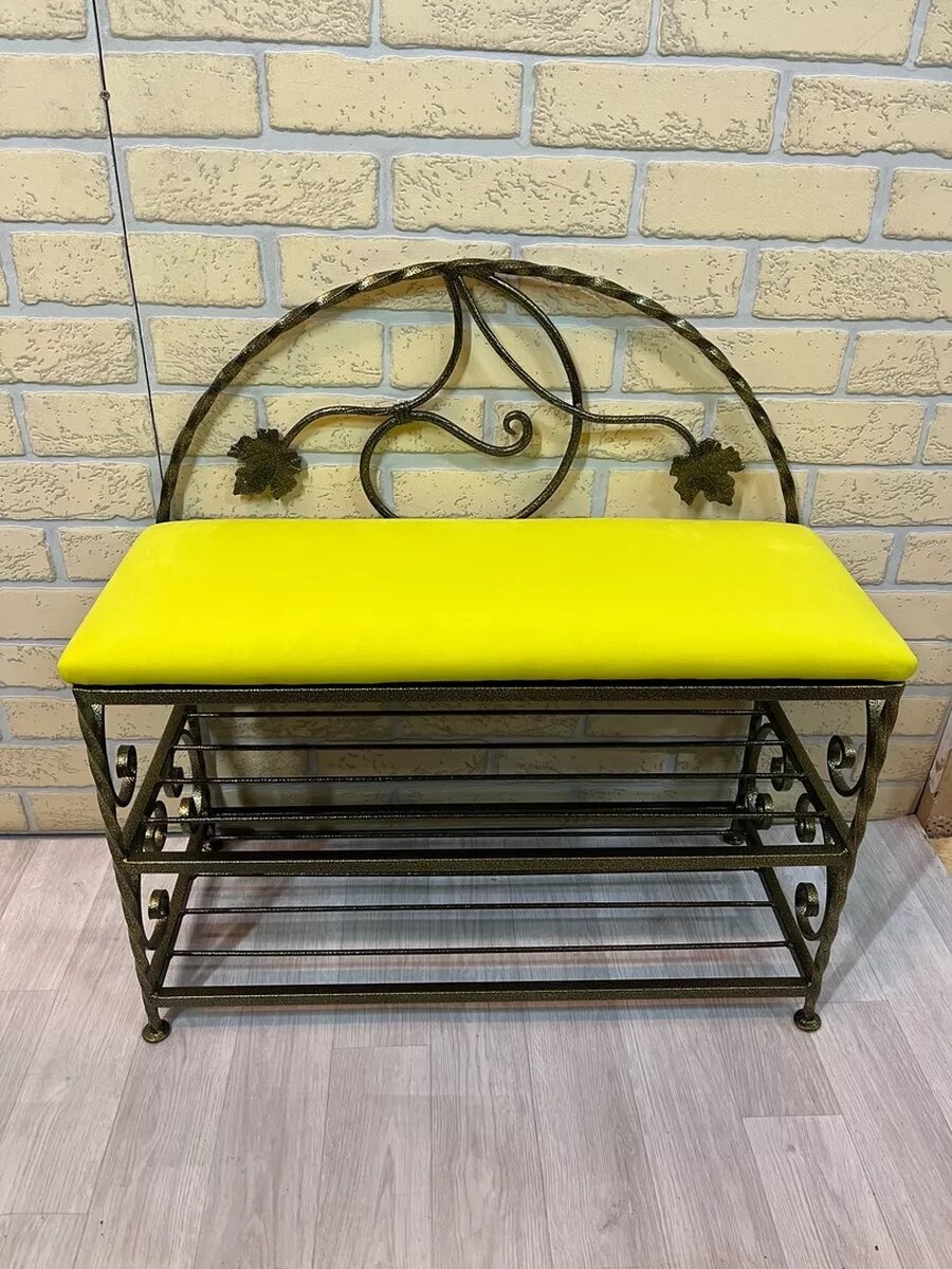Кованая банкетка №18, Студия кованой мебели Нива, цвет желтый — фото 1