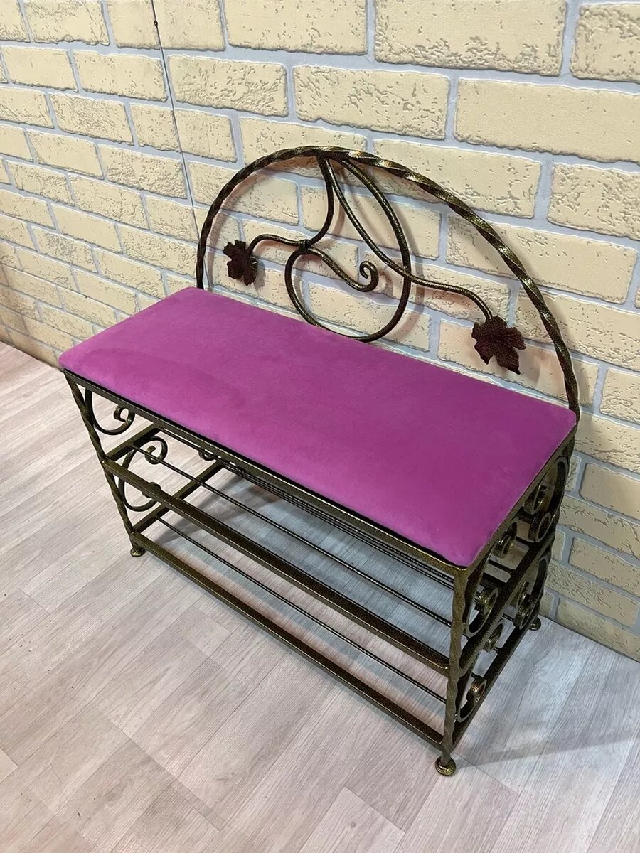 Кованая банкетка №18, Студия кованой мебели Нива, цвет сиреневый — фото 1