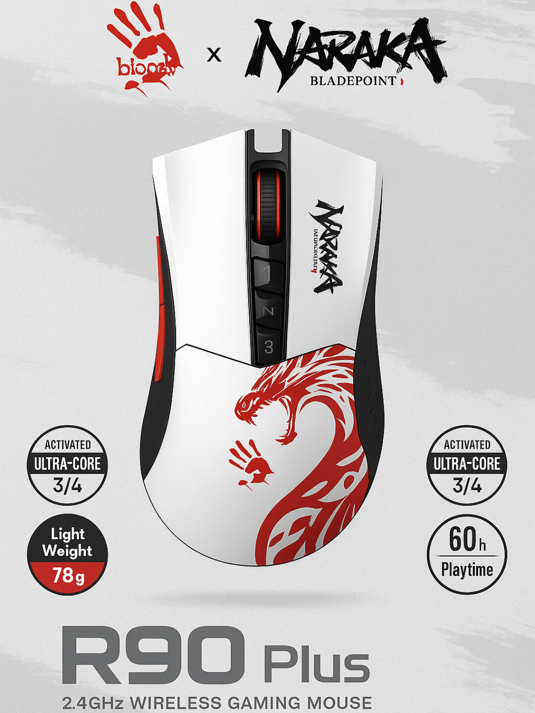 Мышь A4Tech R90 Plus, профессиональная геймерская, оптическая, RGB-подсветкой