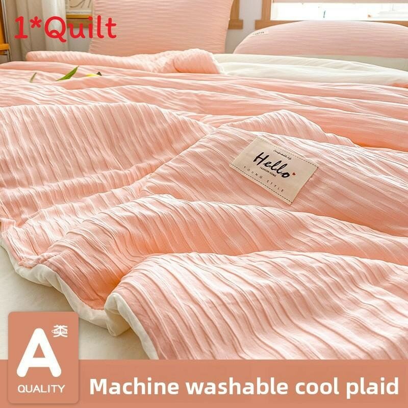 Водяное стирание хлопковое летнее одеяло с текстурой пузырьковой пряжи для свежего сна розовое 150x200см