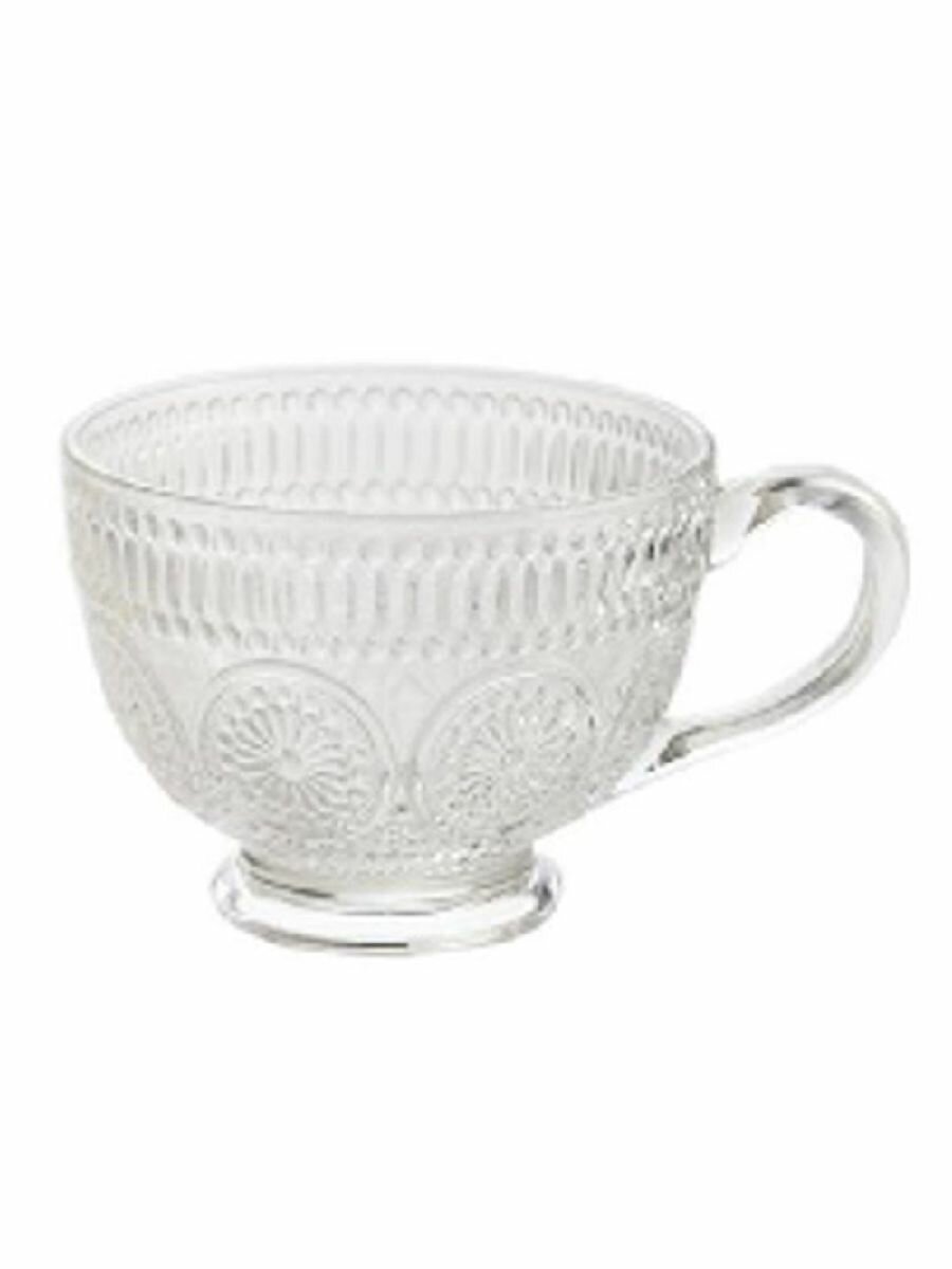 Кружка стеклянная на ножке с рельефным узором MILLIMI 420 мл