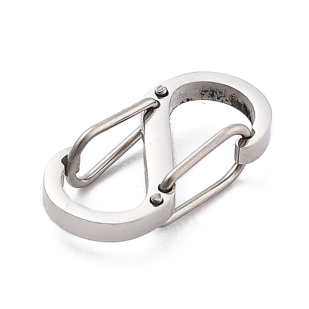 Застежка 15х7.5х3мм карабин S-образный двойной базовый материал - нержавеющая сталь без покрытия 2 шт.