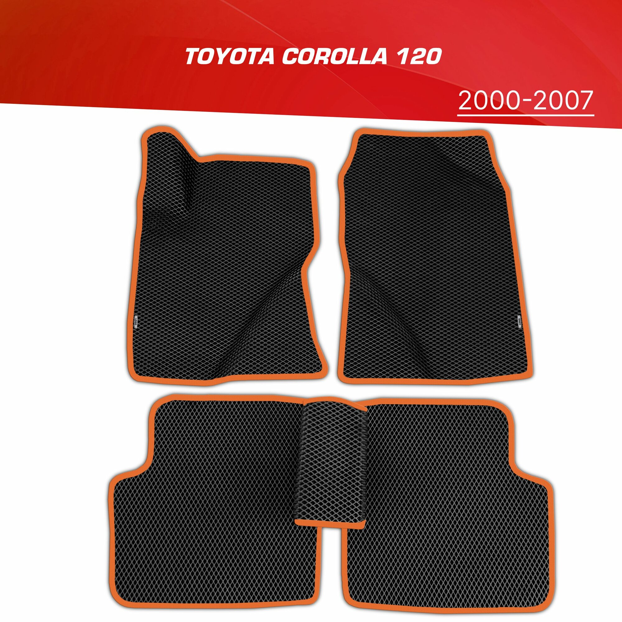 Коврики EVA (ЕВА) 3D Toyota Corolla 120 +2 логотипа (Тойота Королла 120) левый руль / BYD F3 (БАД Ф3)