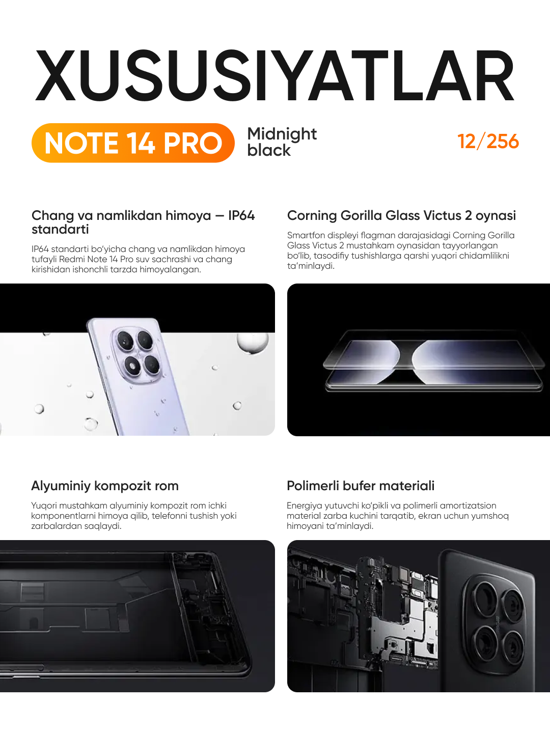 Смартфон Xiaomi Redmi Note 14 Pro 5G 12/256GB Global Version (Черный) — фото 1