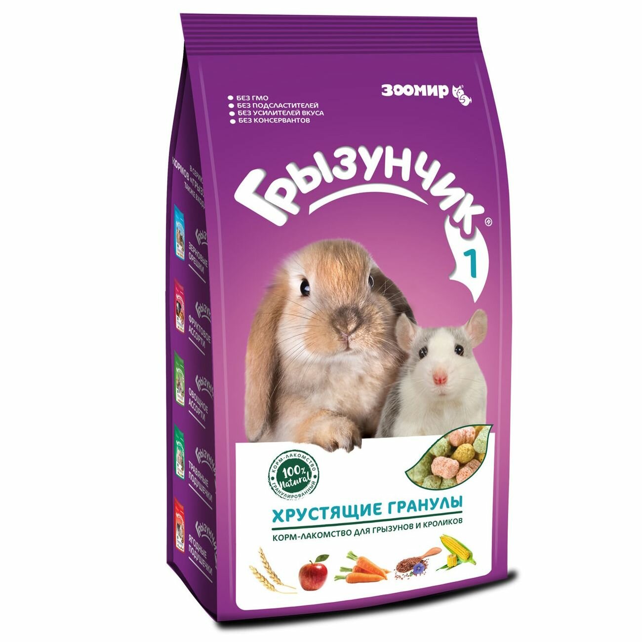 Корм Зоомир "Грызунчик" для всех видов грызунов гранулы хрустящие 150 г
