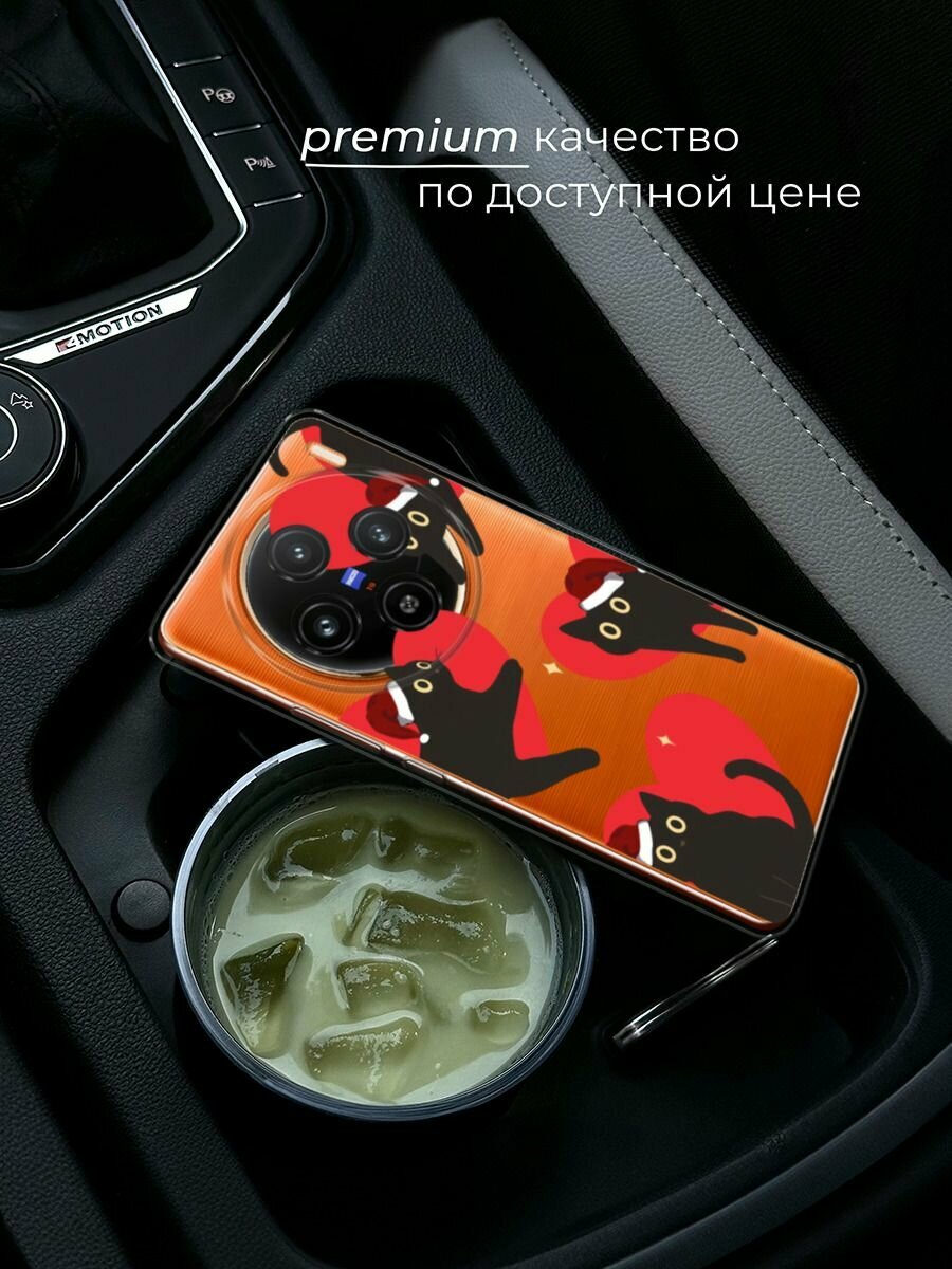 Чехол на Vivo X100 / Виво X100 с принтом "Кот на елке", прозрачный