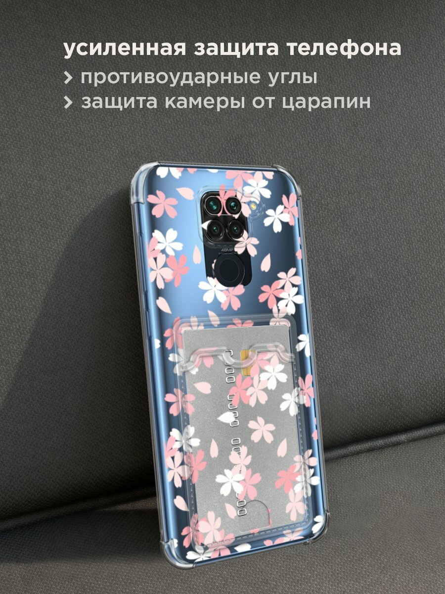 Чехол на Xiaomi Redmi 10X/Note 9 (Сяоми Редми 10Х/Редми Нот 9) с картой и принтом "Весеннее цветение" — фото 1
