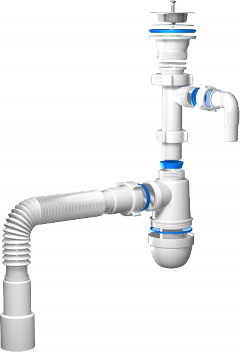 Сифон АНИ 1.1/2 40 с отводом с гофрой 40*40/50 C0315