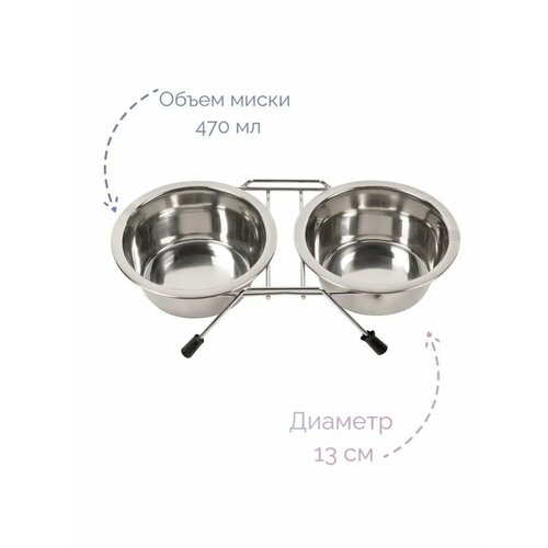 фото Миска двойная металлическая на подставке duvo+ , 2х13cм (бельгия)