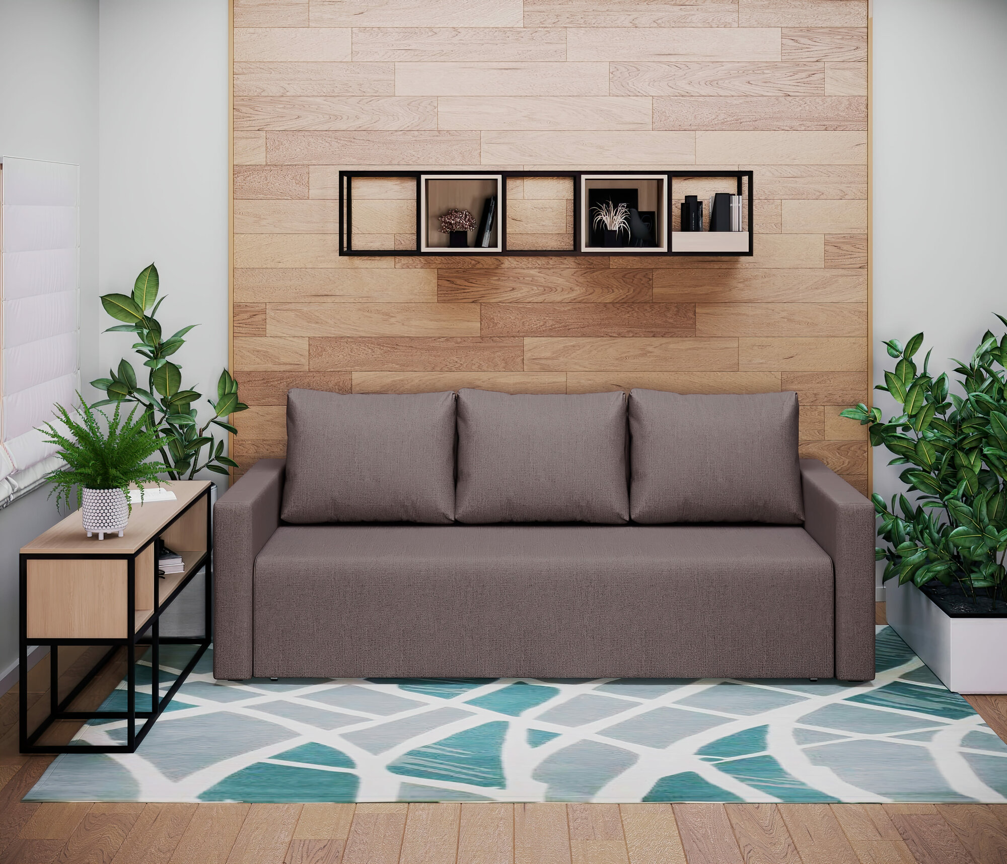 Диван Олимп 2  еврокнижка рогожка саванна плюс тоффи ППУ