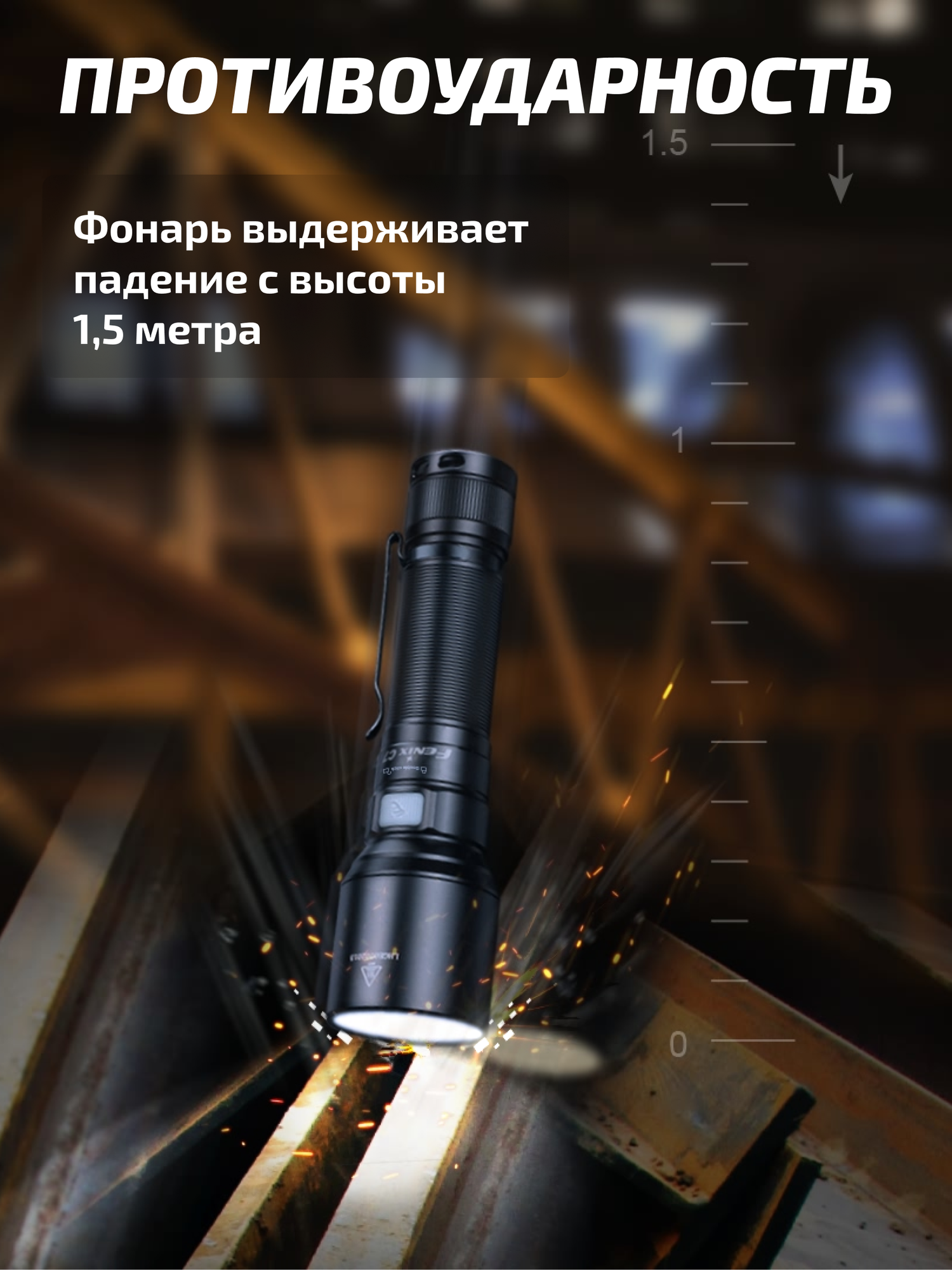 Фонарь светодиодный аккумуляторный мощный ручной туристический Fenix C7 с магнитным основанием — фото 1