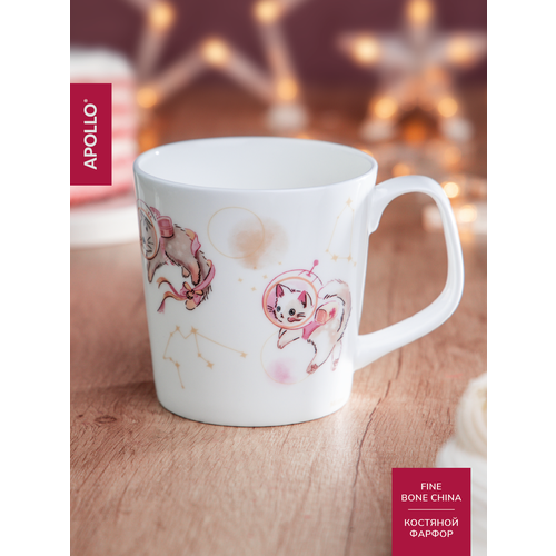 Кружка Apollo объем 370 мл костяной фарфор с рисунком розовый 830₽