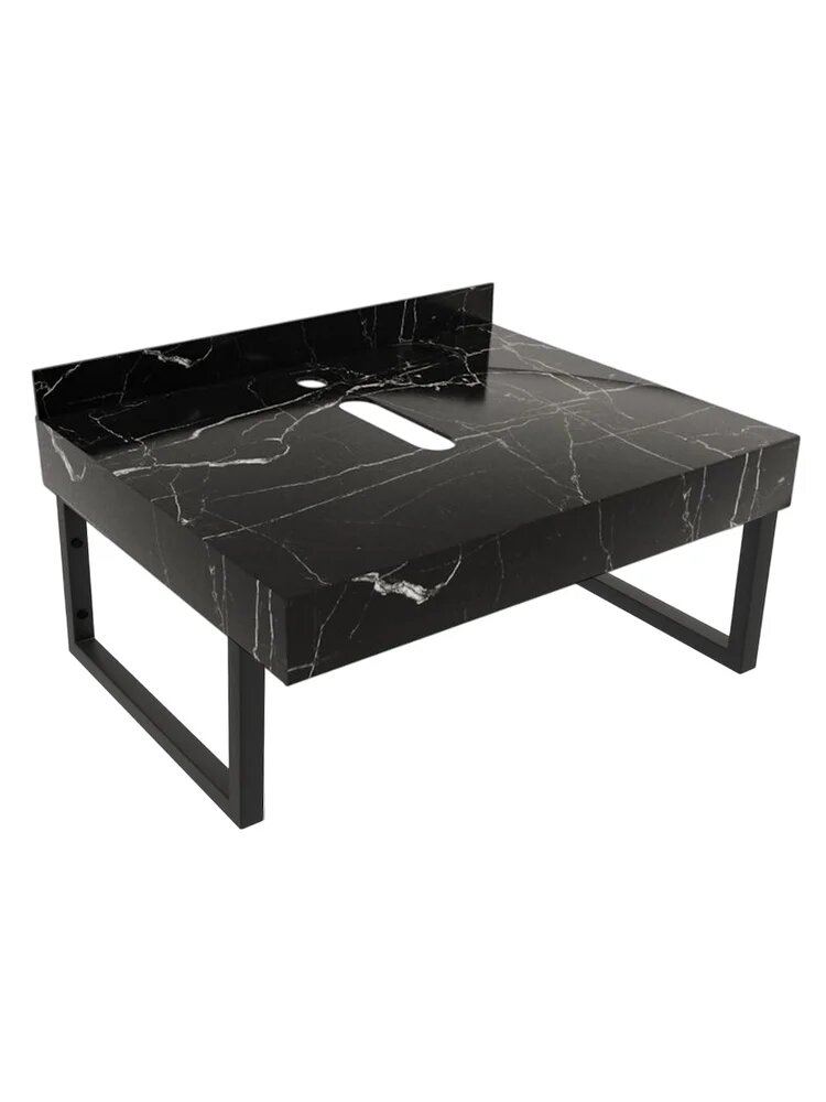 Столешница в ванную под раковину Teymi Helmi 60 черный мрамор с черными кронштейнами