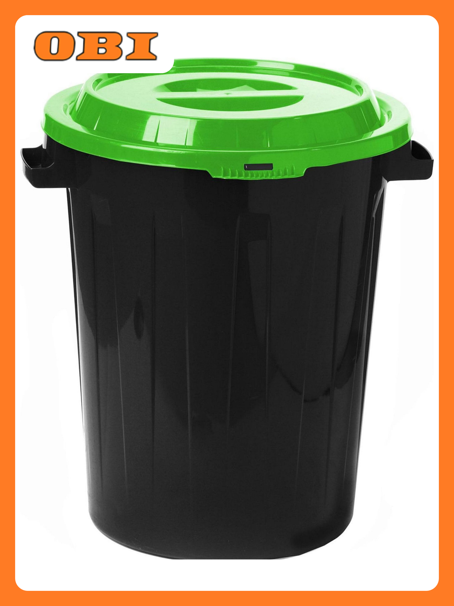 Мусорный бак IDEA круглый с откидной крышкой 90л зеленый