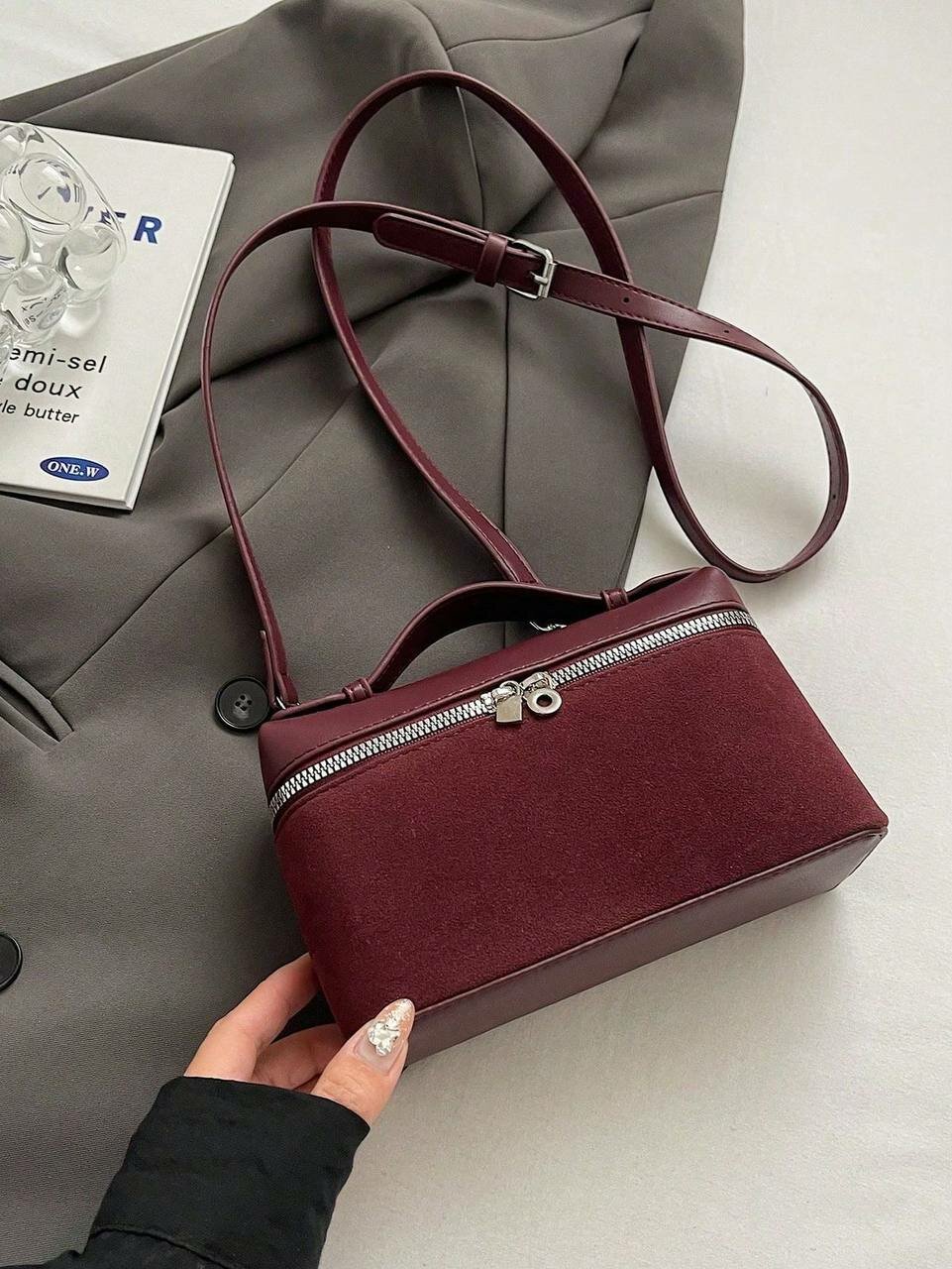 Сумка бочонок , фактура матовая, розовый, — фото 1