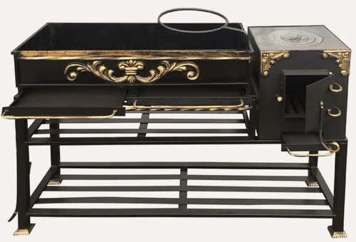 Изображение товара Мангал Престиж с печью и дымоходом, стационарный, 145 * 40 * 85 см