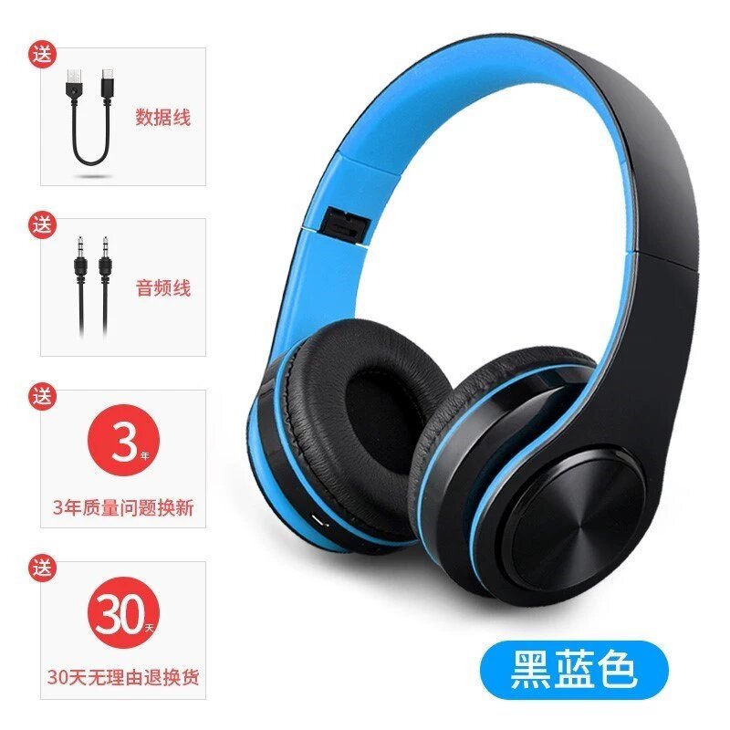 Беспроводные наушники Bluetooth для бега и тренажерного зала, двуушные спортивные наушники черно-синего цвета, удобный