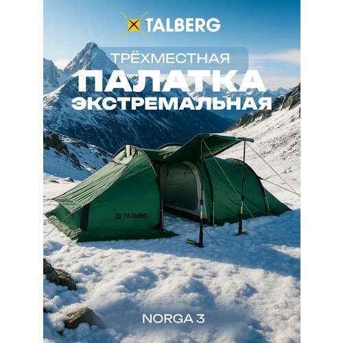 Палатка туристическая треккинговая 3х местная Talberg NORGA 3, зеленый