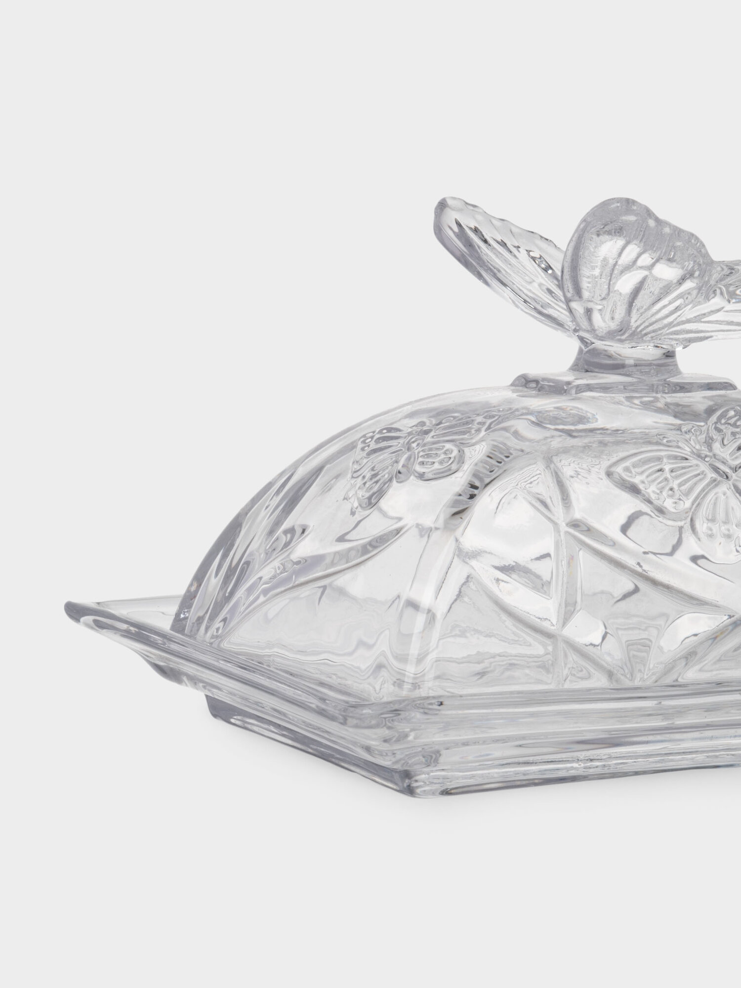 Масленка, 17х12 см, стекло, прямоугольная, Бабочка, Butterfly — фото 1