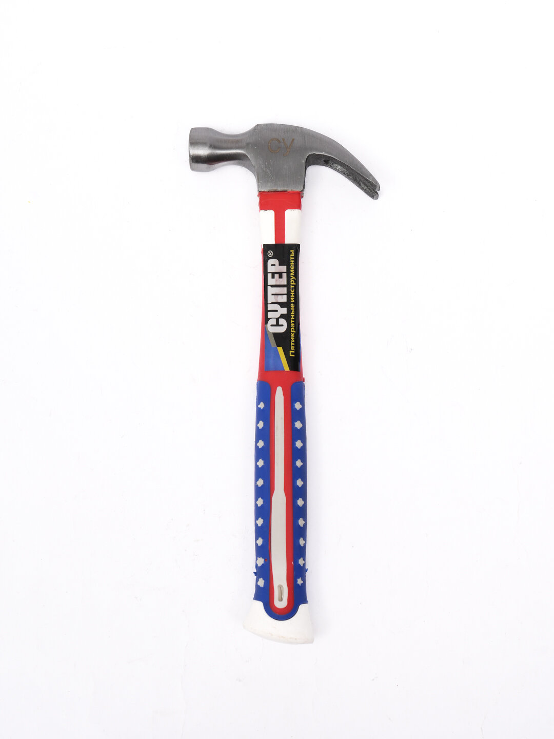 Молоток гвоздодер, сталь, термопластичная ручка, отверстие для гвоздя — фото 1