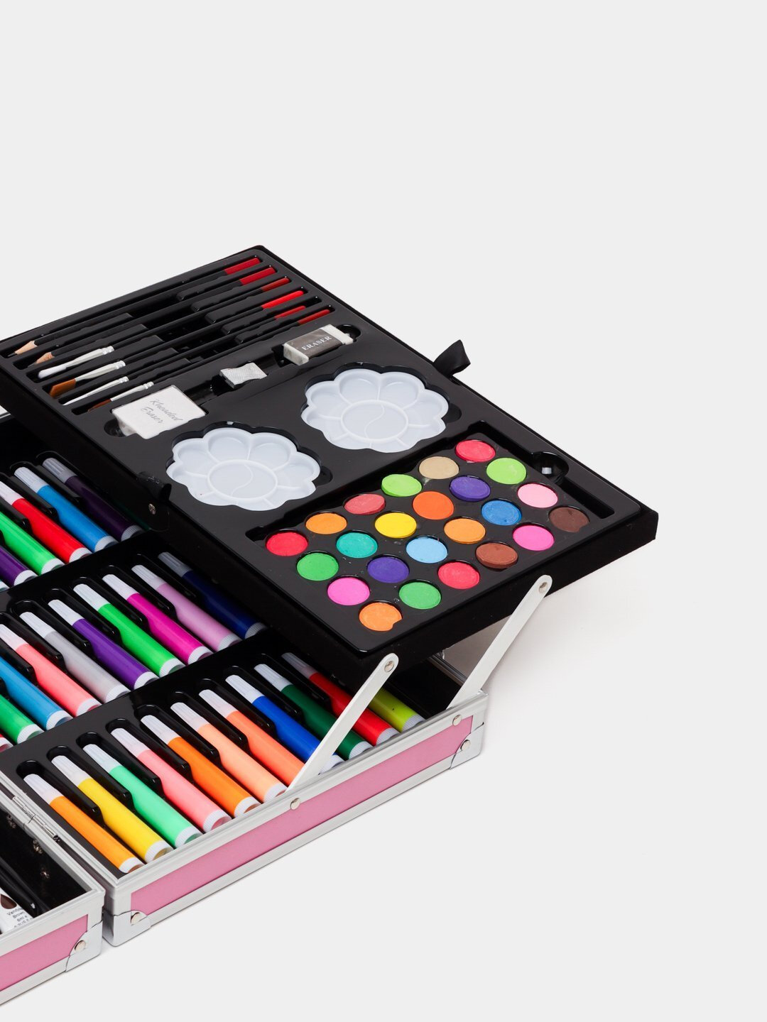 Набор для рисования для детей, в чемоданчике фломастеры, карандаши, акварель