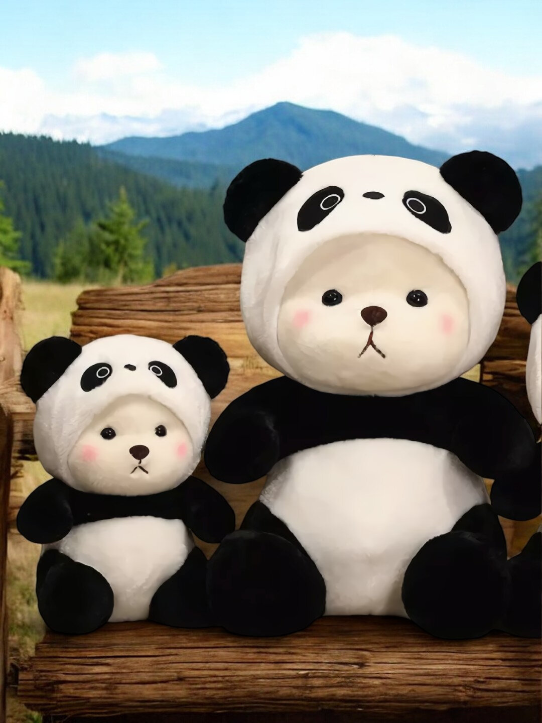 Мишка, Ститч, Панда в костюме — мягкая игрушка, безопасная и удобная для детей.